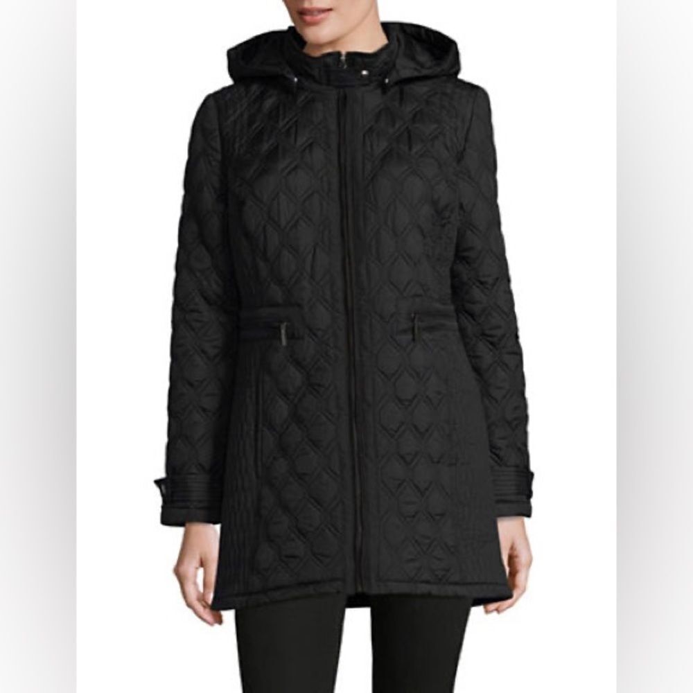 Weatherproof Quilted Stand Collar Coat-BLACK-Small